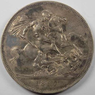 Crown 1887 London Great Britain Coin, Victoria